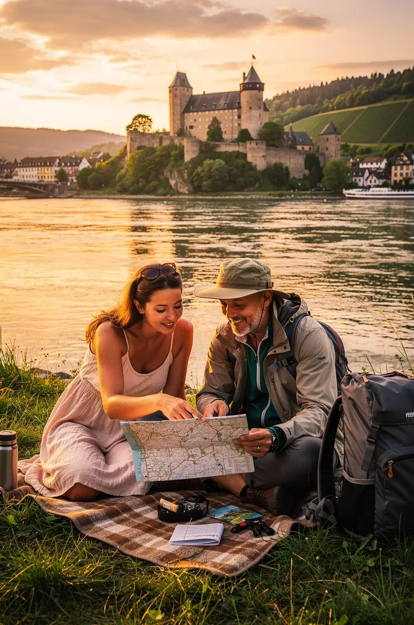 Panoramaaufnahme einer malerischen Landschaft in Bayern mit Wanderwegen und regionalen Sehenswürdigkeiten im Vordergrund.